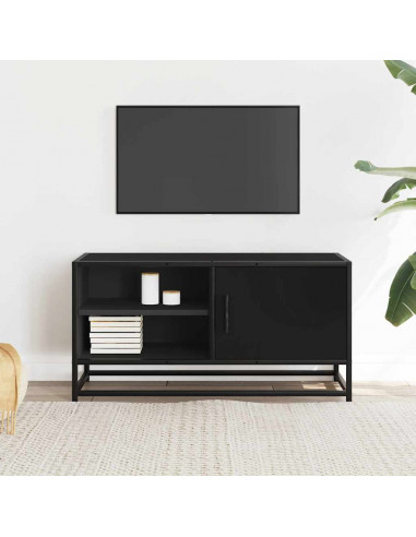 Mobile TV Nero 80x34,5x40cm in Truciolato e Metallo