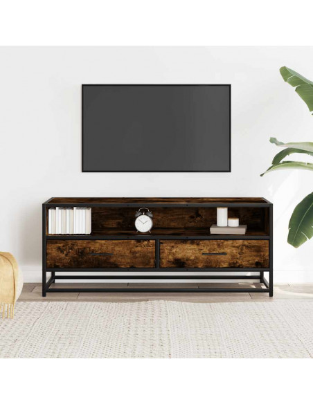 Mobile TV Rovere Fumo 100x34,5x40cm Legno Multistrato e Metallo