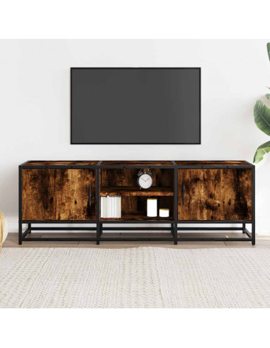 Mobile TV Rovere Fumo 120x35x41 cm Legno Multistrato e Metallo