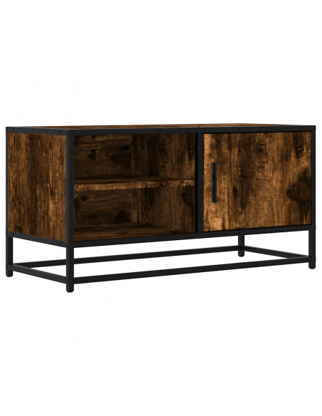 Mobile TV Rovere Fumo 80x34,5x40 cm Legno Multistrato e Metallo