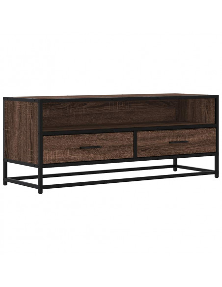 Mobile TV Rovere Marrone 100x34,5x40 cm Multistrato e Metallo
