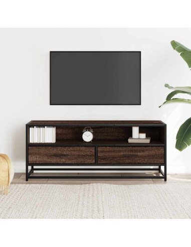 Mobile TV Rovere Marrone 100x34,5x40 cm Multistrato e Metallo