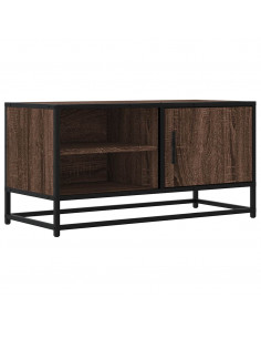 Mobile TV Rovere Marrone 80x34,5x40cm Legno Multistrato Metallo