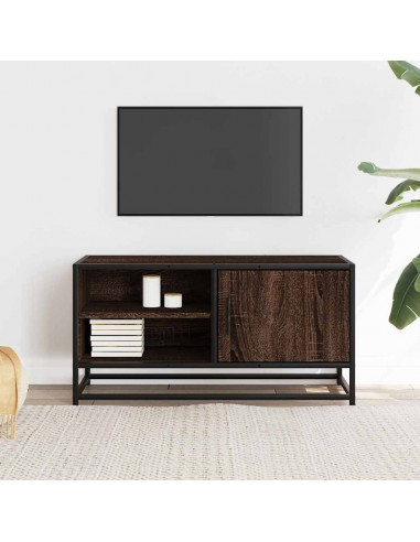 Mobile TV Rovere Marrone 80x34,5x40cm Legno Multistrato Metallo
