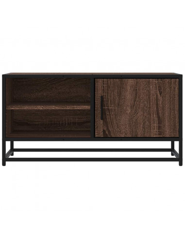 Mobile TV Rovere Marrone 80x34,5x40cm Legno Multistrato Metallo