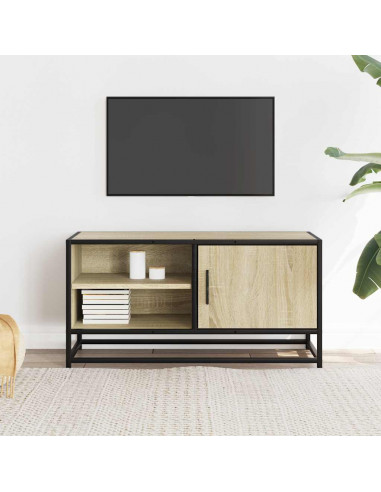 Mobile TV Rovere Sonoma 80x34,5x40 cm Legno Multistrato Metallo