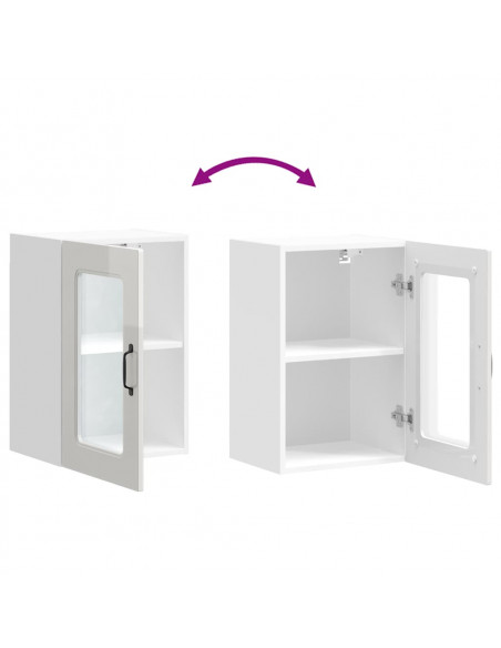 Pensile da Cucina con Porta in Vetro Kalmar Bianco Lucido