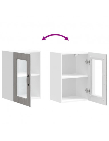 Pensile da Cucina con Porta in Vetro Kalmar Grigio Sonoma