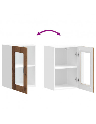 Pensile da Cucina con Porta in Vetro Kalmar Legno Vecchio