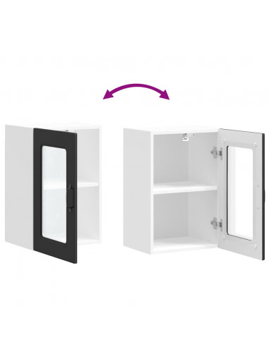 Pensile da Cucina con Porta in Vetro Kalmar Nero Truciolato