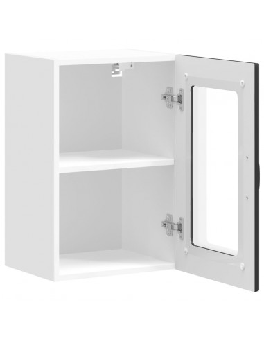 Pensile da Cucina con Porta in Vetro Kalmar Nero Truciolato