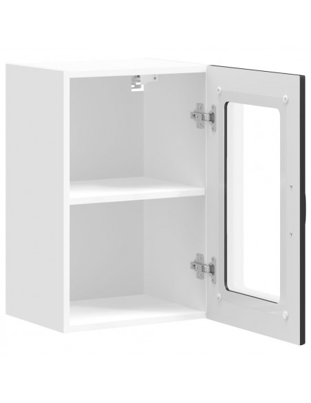 Pensile da Cucina con Porta in Vetro Kalmar Nero Truciolato