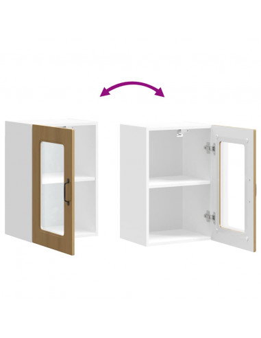 Pensile da Cucina con Porta in Vetro Kalmar Rovere Artigianale