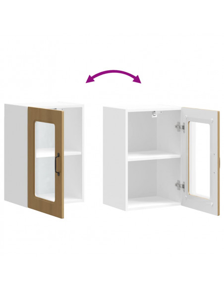Pensile da Cucina con Porta in Vetro Kalmar Rovere Artigianale