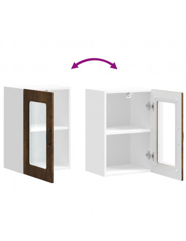 Pensile da Cucina con Porta in Vetro Kalmar Rovere Fumo