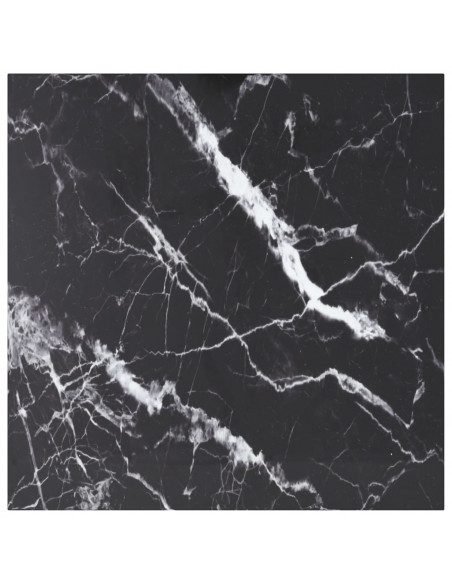 Piano Tavolo Nero 80x80 cm 6 mm Vetro Temperato Design Marmo