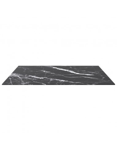 Piano Tavolo Nero 80x80 cm 6 mm Vetro Temperato Design Marmo