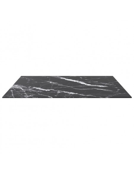 Piano Tavolo Nero 80x80 cm 6 mm Vetro Temperato Design Marmo