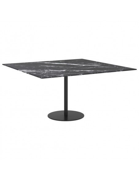 Piano Tavolo Nero 80x80 cm 6 mm Vetro Temperato Design Marmo
