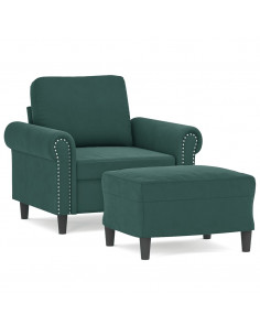Poltroncina con Poggiapiedi Verde Scuro 60 cm in Velluto