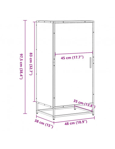 Scarpiera Grigio Sonoma 48x38x97,5 cm in Legno Multistrato