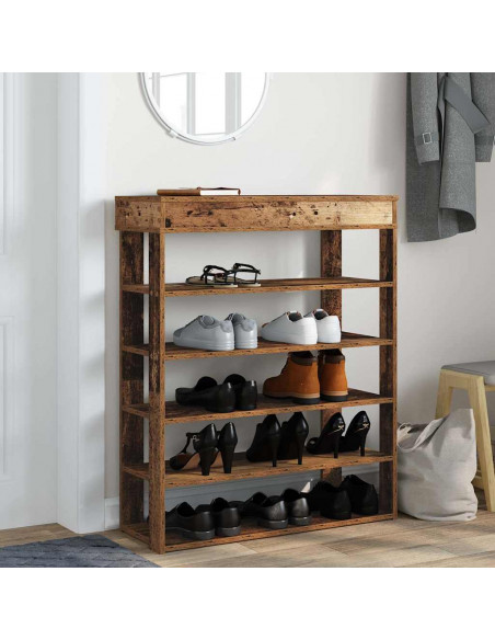 Scarpiera Legno Antico 80x30x98 cm in Legno Multistrato
