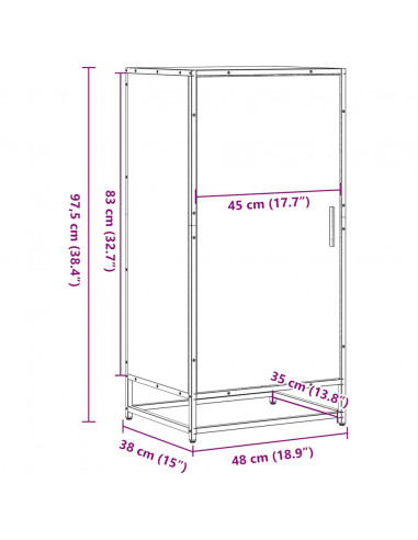Scarpiera Nera 48x38x97,5 cm in Legno Multistrato