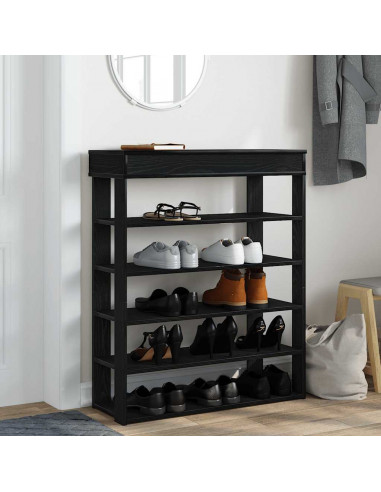 Scarpiera Nera 80x30x98 cm in Legno Multistrato