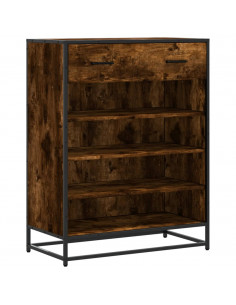Scarpiera Rovere Fumo 75x38x97,5 cm Legno Multistrato Metallo