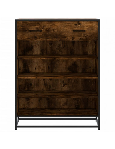 Scarpiera Rovere Fumo 75x38x97,5 cm Legno Multistrato Metallo
