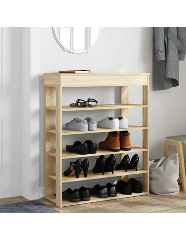 Scarpiera Rovere Sonoma 80x30x98 cm in Legno Multistrato
