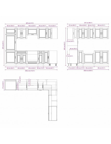 Set Mobili da Cucina 14 pz Porto Bianchi Lucido in Truciolato