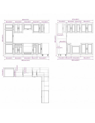 Set Mobili da Cucina 14 pz Porto Neri Legno Multistrato