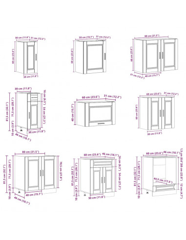 Set Mobili da Cucina 14 pz Porto Neri Legno Multistrato