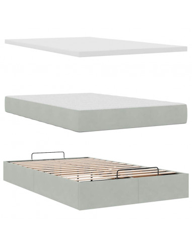 Struttura Letto Pouf con Materassi 120x190 cm Velluto