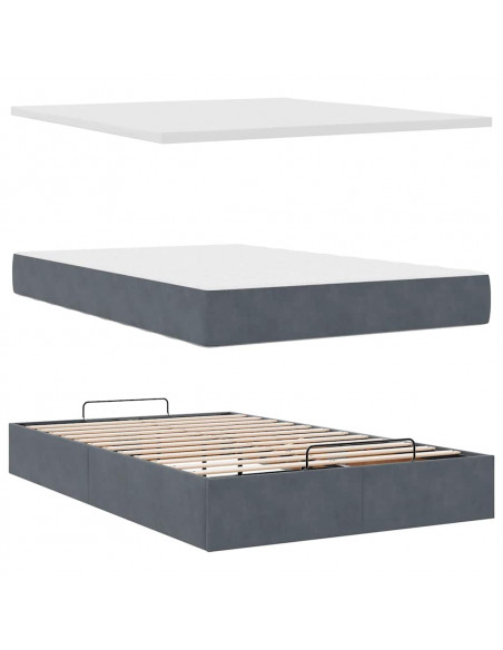Struttura Letto Pouf con Materassi 120x200 cm Velluto