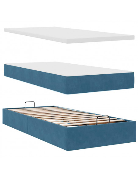 Struttura Letto Pouf con Materassi 90x190 cm in Velluto