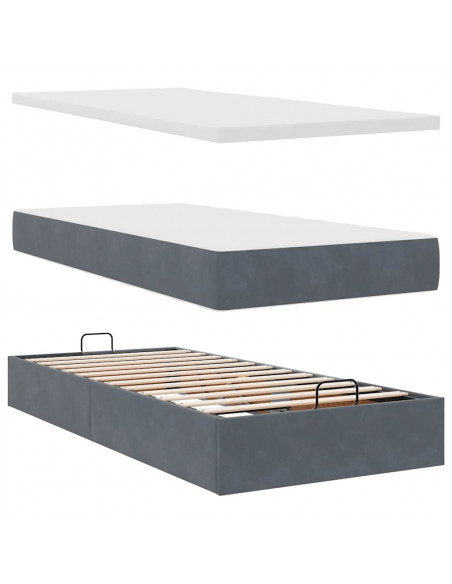 Struttura Letto Pouf con Materassi 90x200 cm in Velluto