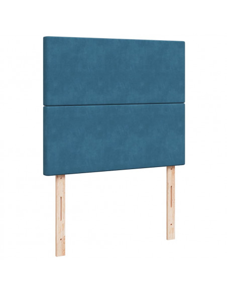 Struttura Letto Pouf con Materassi Blu Scuro 120x200 cm Velluto