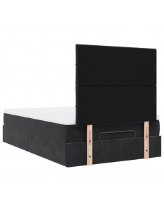 Struttura Letto Pouf con Materassi Nero 120x190 cm Velluto 2