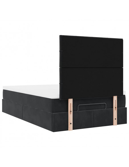 Struttura Letto Pouf con Materassi Nero 120x190 cm Velluto