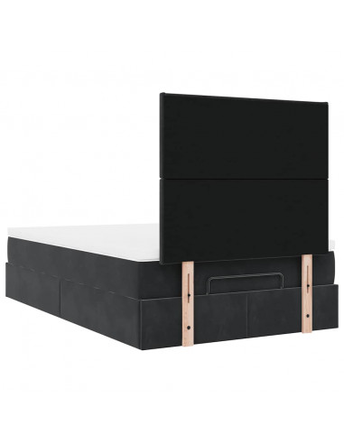 Struttura Letto Pouf con Materassi Nero 120x190 cm Velluto