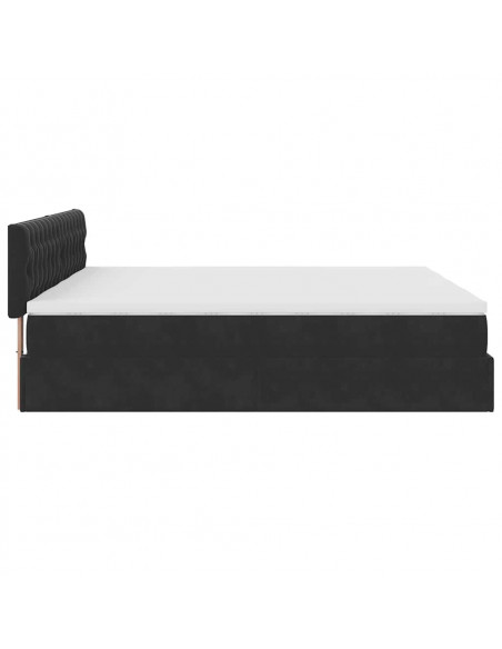 Struttura Letto Pouf con Materassi Nero 160x200 cm in Velluto
