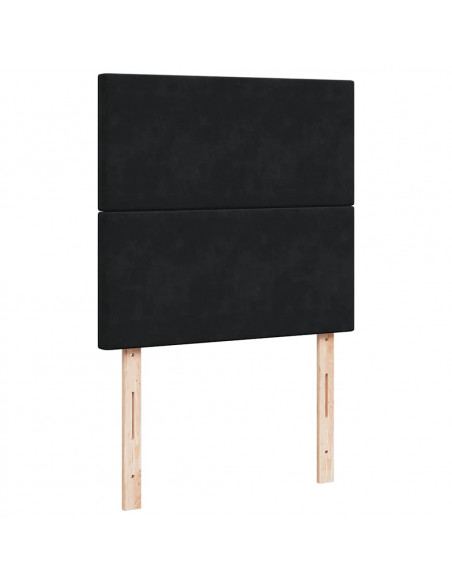 Struttura Letto Pouf con Materassi Nero 90x190 cm in Velluto