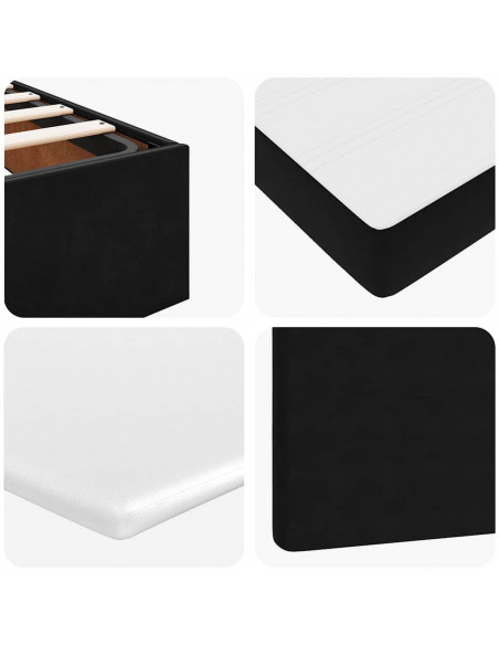 Struttura Letto Pouf con Materassi Nero 90x200 cm in Velluto