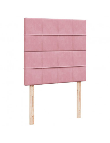 Struttura Letto Pouf con Materassi Rosa 100x200 cm Velluto
