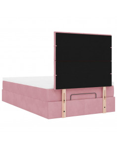 Struttura Letto Pouf con Materassi Rosa 120x190 cm Velluto 2