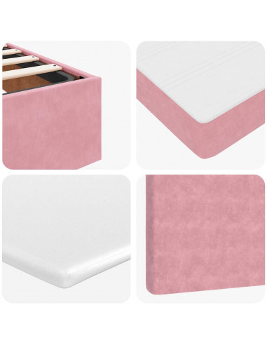 Struttura Letto Pouf con Materassi Rosa 120x190 cm Velluto