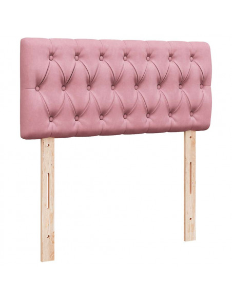 Struttura Letto Pouf con Materassi Rosa 180x200 cm Velluto