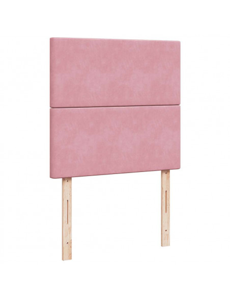 Struttura Letto Pouf con Materassi Rosa 90x200 cm in Velluto